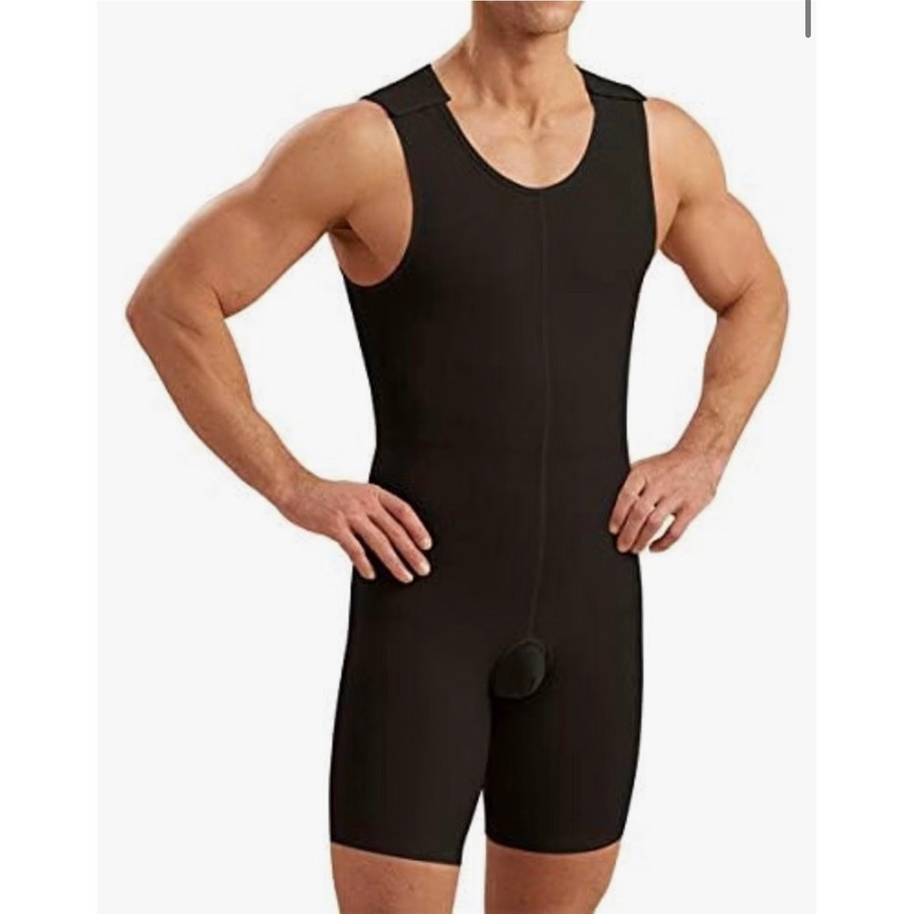Marena Recovery MB2 Men Sleeveless Zipperless Compression Bodysuit Black Medium